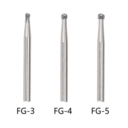 10× Dental Carbide Drill Bur Diamond FG 1.0-1.6mm Burs for High Speed Handpiece