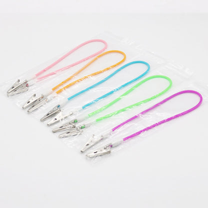 5* Dental Bib Clips Chain Silicone Patient Scarf Clip Napkin Holder Random Color