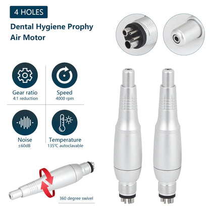 Dental Hygiene Prophy Handpiece Air Motor 4 Hole with 4:1 Nose Cone 360° Swivel