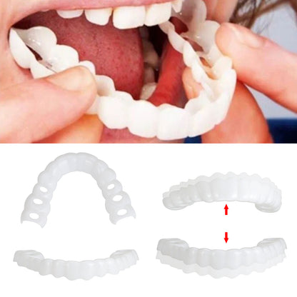 Snap On Upper＆Bottom Set False Teeth Dental Veneers Dentures Fake Tooth Cover US