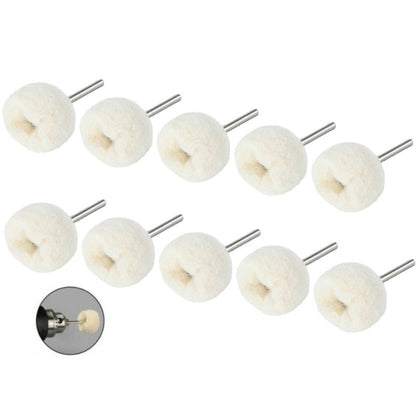 10pcs Fine Wool Polishing Brush Buffing Wheel 2.35mm Shank Set for Rotary Tools