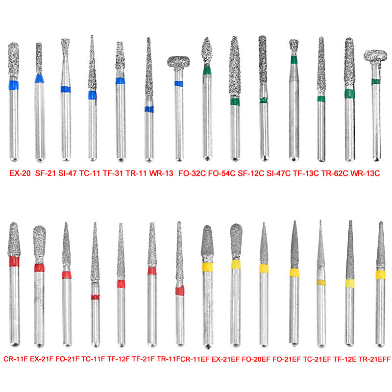 10pcs Dental Diamond Burs Ball Round FG 1.6mm 28 Types for High Speed Handpiece