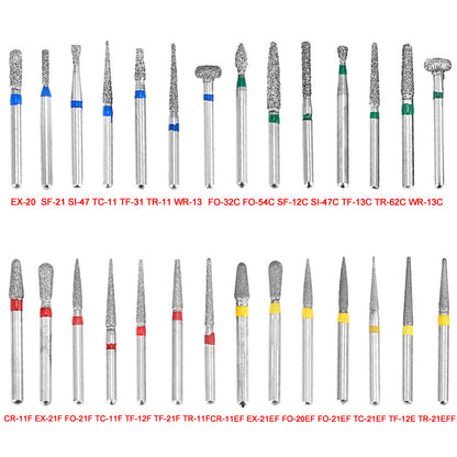 10pcs Dental Diamond Burs Ball Round FG 1.6mm 28 Types for High Speed Handpiece