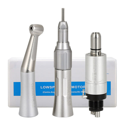 4 Holes Dental Low Speed Handpiece Kit Contra Angle Straight Air Motor