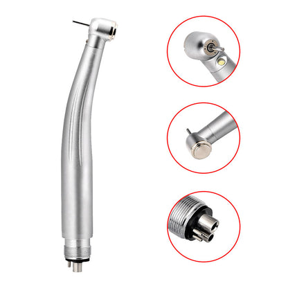 4Holes Dental LED E-generator High Speed Handpiece Push Button Triple Water Spary