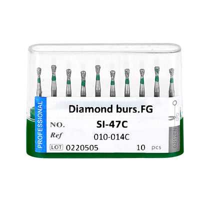 10pcs Dental Diamond Burs Ball Round FG 1.6mm 28 Types for High Speed Handpiece