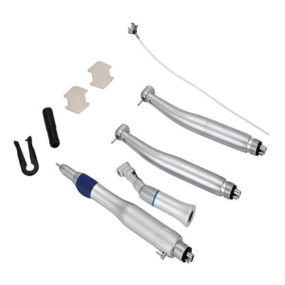 4Holes Dental 2*LED High Speed+3*Low Speed Handpiece Set Push Button 3-Way Water Spary