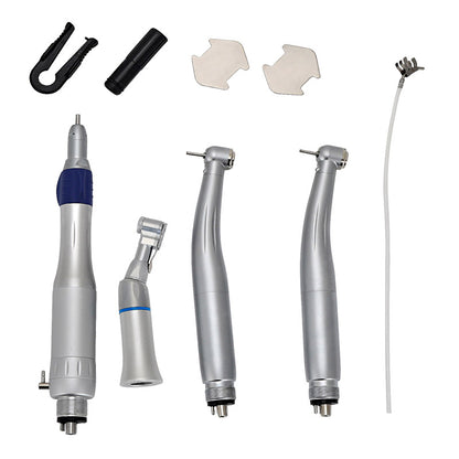 4Holes Dental 2*LED High Speed+3*Low Speed Handpiece Set Push Button 3-Way Water Spary